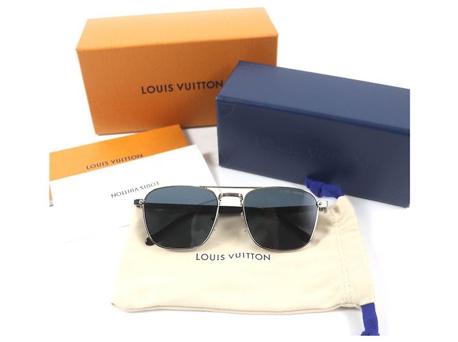 Occhiali da sole quadrati in metallo Louis Vuitton Argento Metallico - vista 2