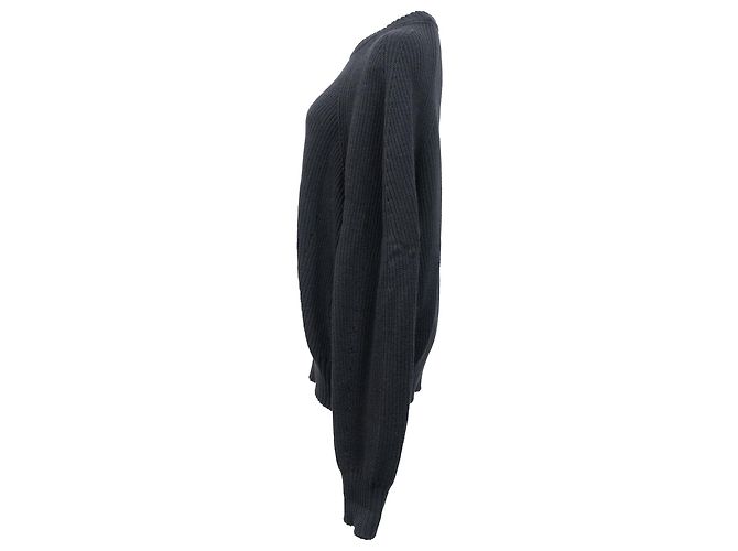 Suéter Oversized com Alfinete de Segurança Versace em Lã Preta Preto - vista 2