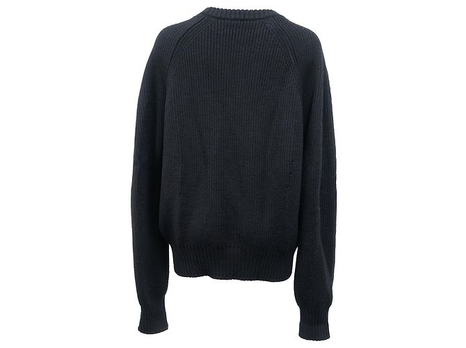 Suéter Oversized com Alfinete de Segurança Versace em Lã Preta Preto - vista 3