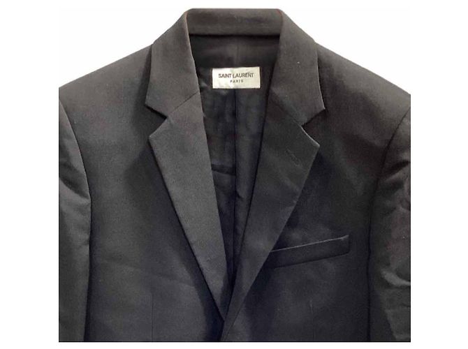 Abito classico con rever in lana nera Saint Laurent Nero - vista 2