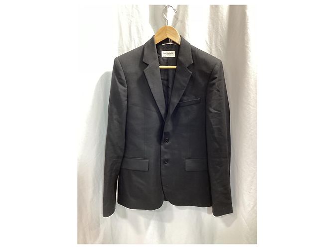 Abito classico con rever in lana nera Saint Laurent Nero - vista 6