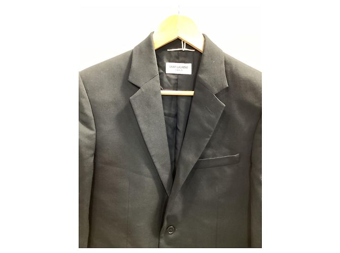 Abito classico con rever in lana nera Saint Laurent Nero - vista 7