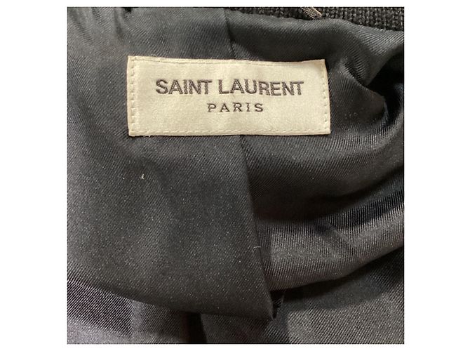 Saint Laurent Teddy Varsity-Jacke aus schwarzer Wolle - Ansicht 4
