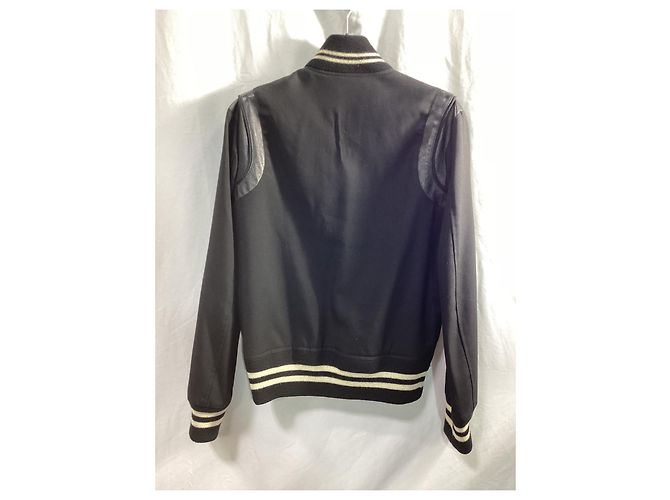 Saint Laurent Teddy Varsity-Jacke aus schwarzer Wolle - Ansicht 7