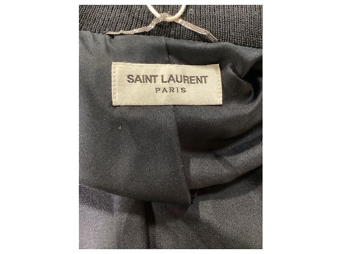 Saint Laurent Teddy Varsity-Jacke aus schwarzer Wolle - Ansicht 9