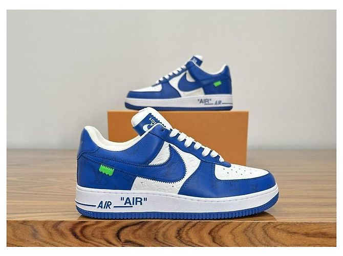 Louis Vuitton Nike Air Force 1 Low By Virgil Abloh Bianco Reale Blu - vista 14