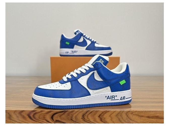 Louis Vuitton Nike Air Force 1 Low By Virgil Abloh Bianco Reale Blu - vista 15