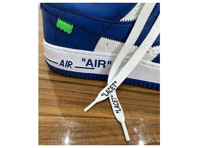 Louis Vuitton Nike Air Force 1 Low By Virgil Abloh Bianco Reale Blu - vista 2