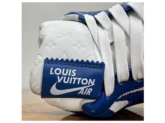 Louis Vuitton Nike Air Force 1 Low By Virgil Abloh Bianco Reale Blu - vista 3