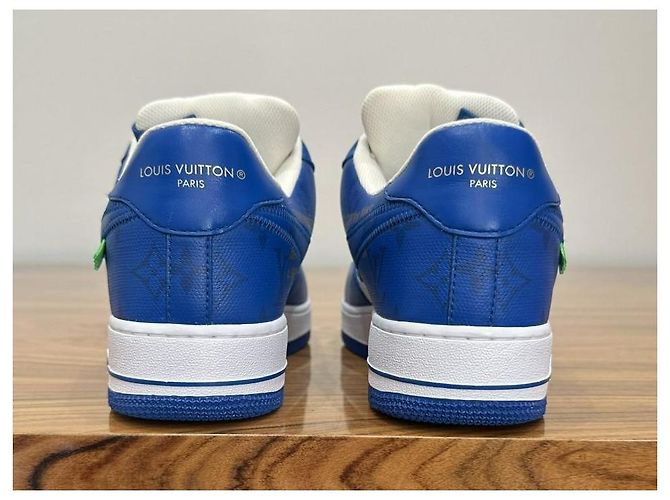 Louis Vuitton Nike Air Force 1 Low By Virgil Abloh Bianco Reale Blu - vista 5