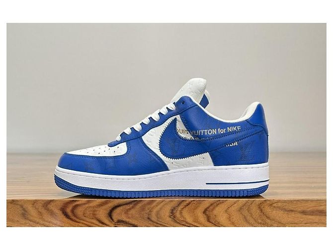 Louis Vuitton Nike Air Force 1 Low By Virgil Abloh Bianco Reale Blu - vista 7