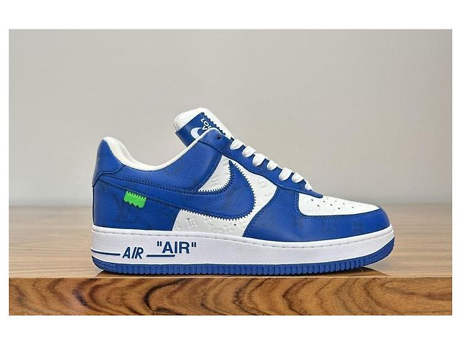 Louis Vuitton Nike Air Force 1 Low By Virgil Abloh Bianco Reale Blu - vista 8