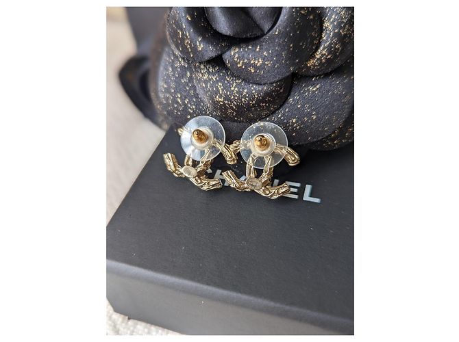 Chanel CC B14K Logo Ohrringe GHW, Kristallohrringe, Box, Quittung, Box Golden - Ansicht 12