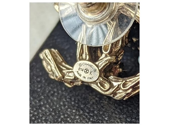 Chanel CC B14K Logo Ohrringe GHW, Kristallohrringe, Box, Quittung, Box Golden - Ansicht 9