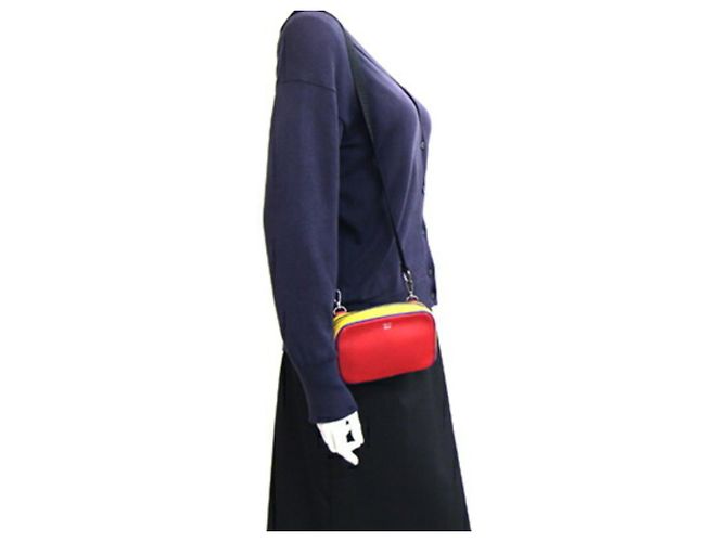 Fendi Leder Pochette Schultertasche Rot Blau Gelb - Ansicht 6
