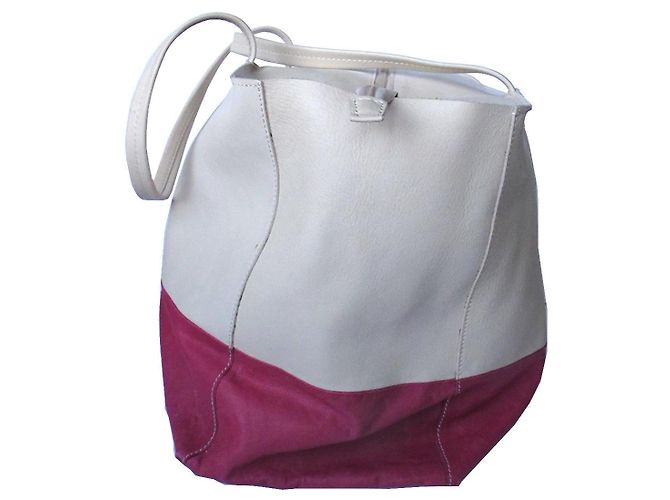 Autre Marque Borsa a spalla Ghibli in pelle avorio e fucsia Bianco Fuschia - vista 3