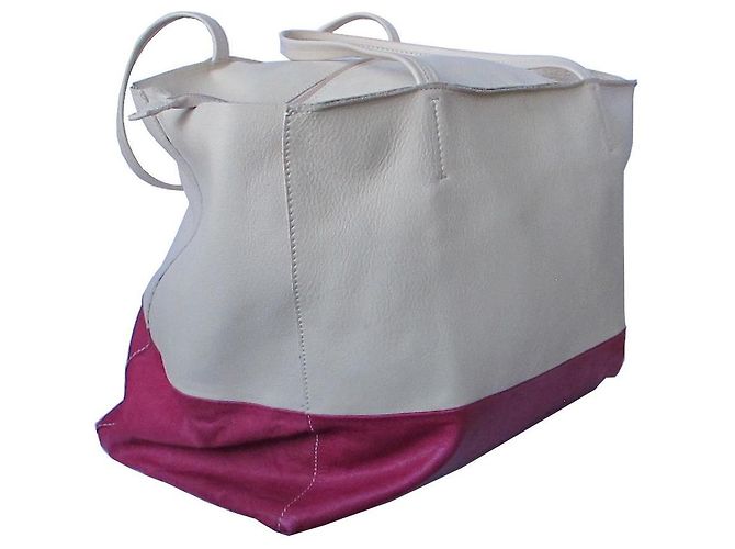 Autre Marque Borsa a spalla Ghibli in pelle avorio e fucsia Bianco Fuschia - vista 4
