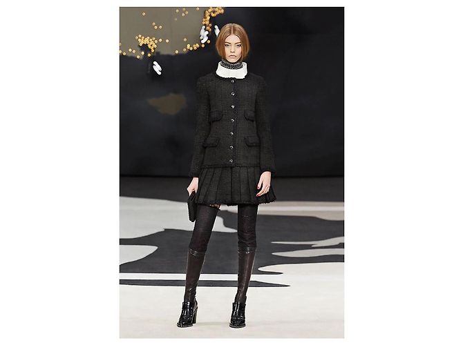 Chanel Iconic Globalization Ad Campaign Black Tweed Jacket - view 3