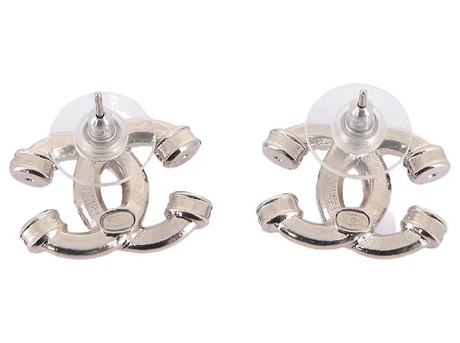 Chanel Ohrringe aus silbernem Metall und Strass - Ansicht 3