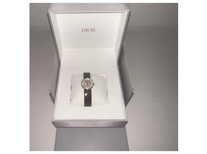 Dior D de Dior Uhr Weißer Perlmutt und Diamanten Schwarz - Ansicht 3
