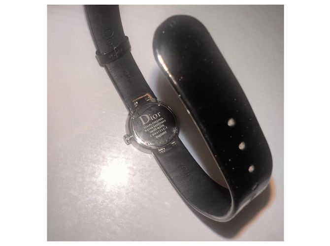 Dior D de Dior Uhr Weißer Perlmutt und Diamanten Schwarz - Ansicht 9