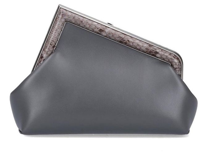 Fendi First Tasche aus grauem Leder - Ansicht 3