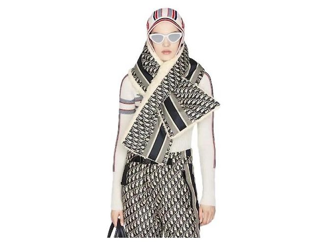 Dior schräger Schal Wärmer Marineblau - Ansicht 3