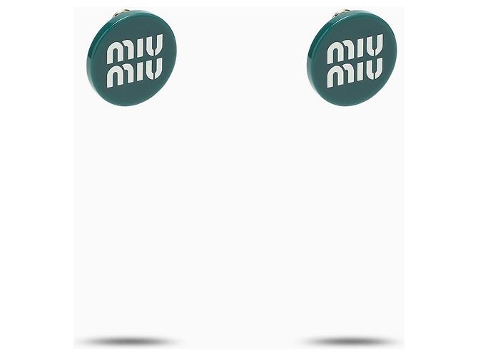Orecchini Miu Miu clip-on verde e bianco in plastica - vista 2