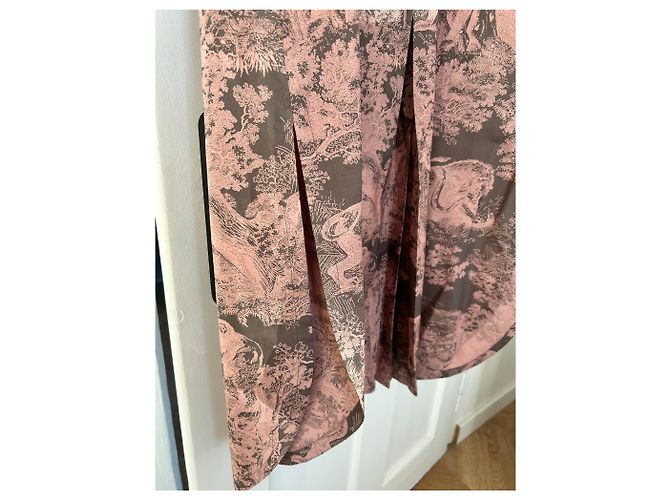 Vestido maxi camisa Dior Riviera rosa algodón seda - vista 10