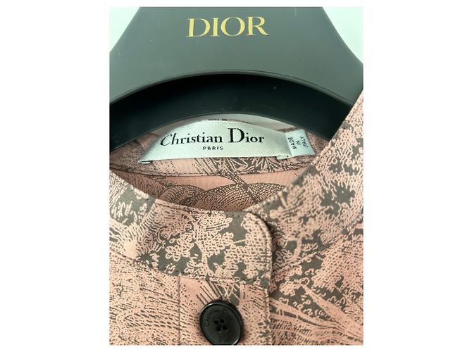 Vestido maxi camisa Dior Riviera rosa algodón seda - vista 12