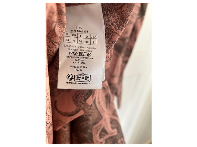 Vestido maxi camisa Dior Riviera rosa algodón seda - vista 13