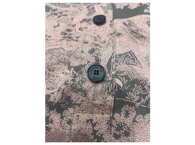 Vestido maxi camisa Dior Riviera rosa algodón seda - vista 3