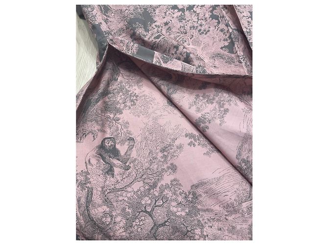 Vestido maxi camisa Dior Riviera rosa algodón seda - vista 4