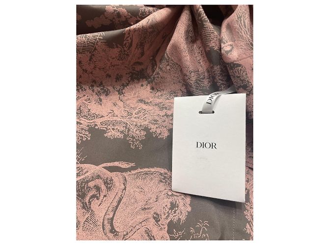 Vestido maxi camisa Dior Riviera rosa algodón seda - vista 5