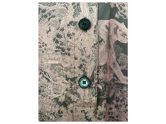 Vestido maxi camisa Dior Riviera rosa algodón seda - vista 7