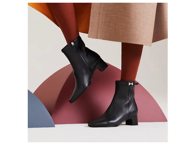 Stivaletti Hermès 37.5 Nero - vista 5