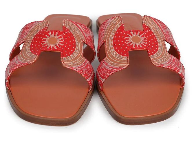 Hermès Oran Mules 38 Rot - Ansicht 3