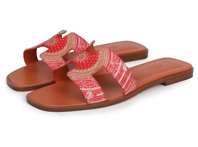 Hermès Oran Mules 38 Rot - Ansicht 4