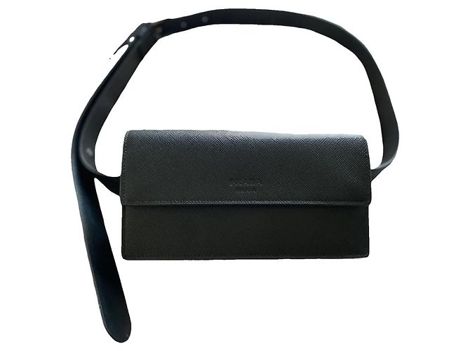 Pochette cintura Prada in pelle Saffiano nera Nero - vista 2