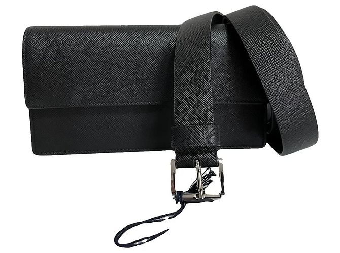 Pochette cintura Prada in pelle Saffiano nera Nero - vista 3