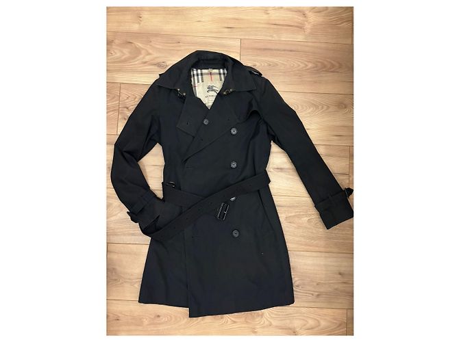 Gabardina Burberry negra de algodón talla 38 Negro - vista 2
