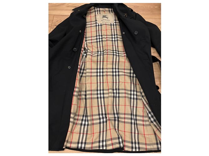 Gabardina Burberry negra de algodón talla 38 Negro - vista 4