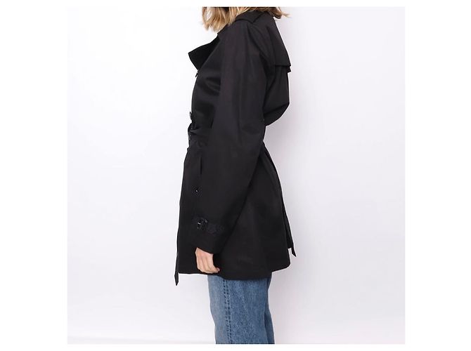 Gabardina Burberry negra de algodón talla 38 Negro - vista 8