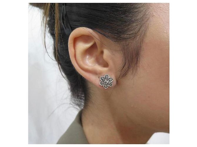 Chanel Ohrringe Blatt Silbermetall Cc - Ansicht 10