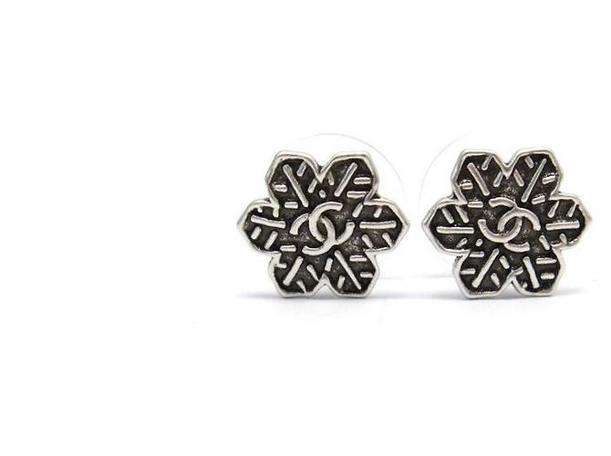Chanel Ohrringe Blatt Silbermetall Cc - Ansicht 2