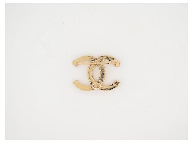 Spilla Chanel in metallo dorato champagne e strass D'oro - vista 4