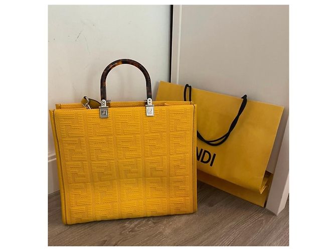 Borsa tote Fendi Sunshine Giallo - vista 3