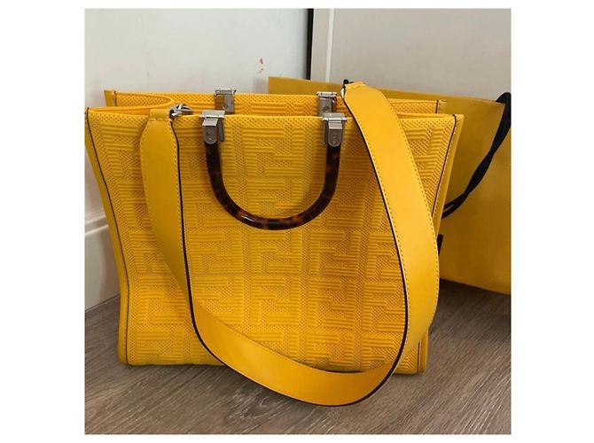 Borsa tote Fendi Sunshine Giallo - vista 4