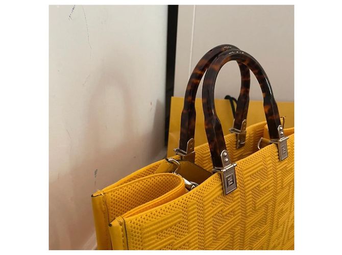 Borsa tote Fendi Sunshine Giallo - vista 5
