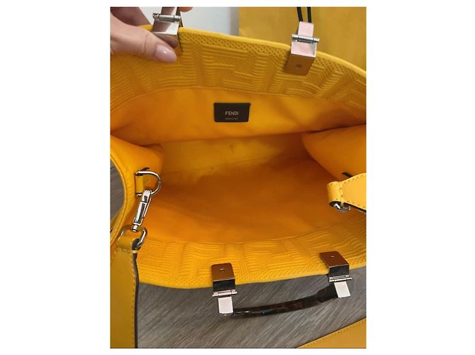 Borsa tote Fendi Sunshine Giallo - vista 7
